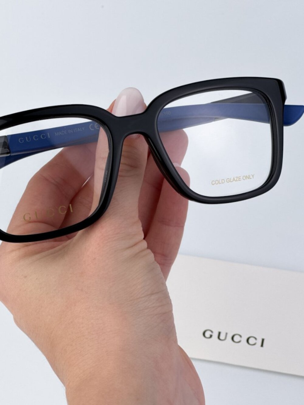 GUCCI GG1738O 004 BLACK BLUE SQUARE EYEGLASSES